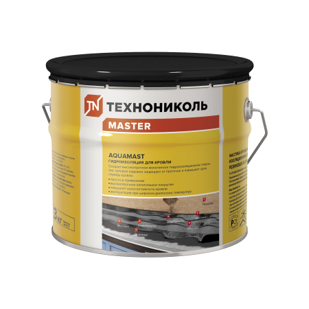 ТЕХНОНИКОЛЬ Мастика битумно-резиновая AquaMast, коробка (4 ведра по 3 кг) (420918)