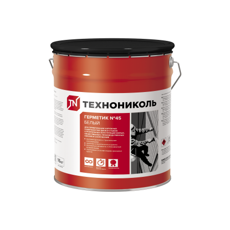 ТЕХНОНИКОЛЬ Герметик бутил-каучуковый №45, белый, ведро 16 кг (395727)