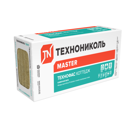 ТЕХНОНИКОЛЬ Утеплитель ТЕХНОФАС КОТТЕДЖ, 1200х600 мм Толщина  плиты, мм; Кол-во в упаковке; Площадь, м250; 6 плит; 4,32 (495005)
